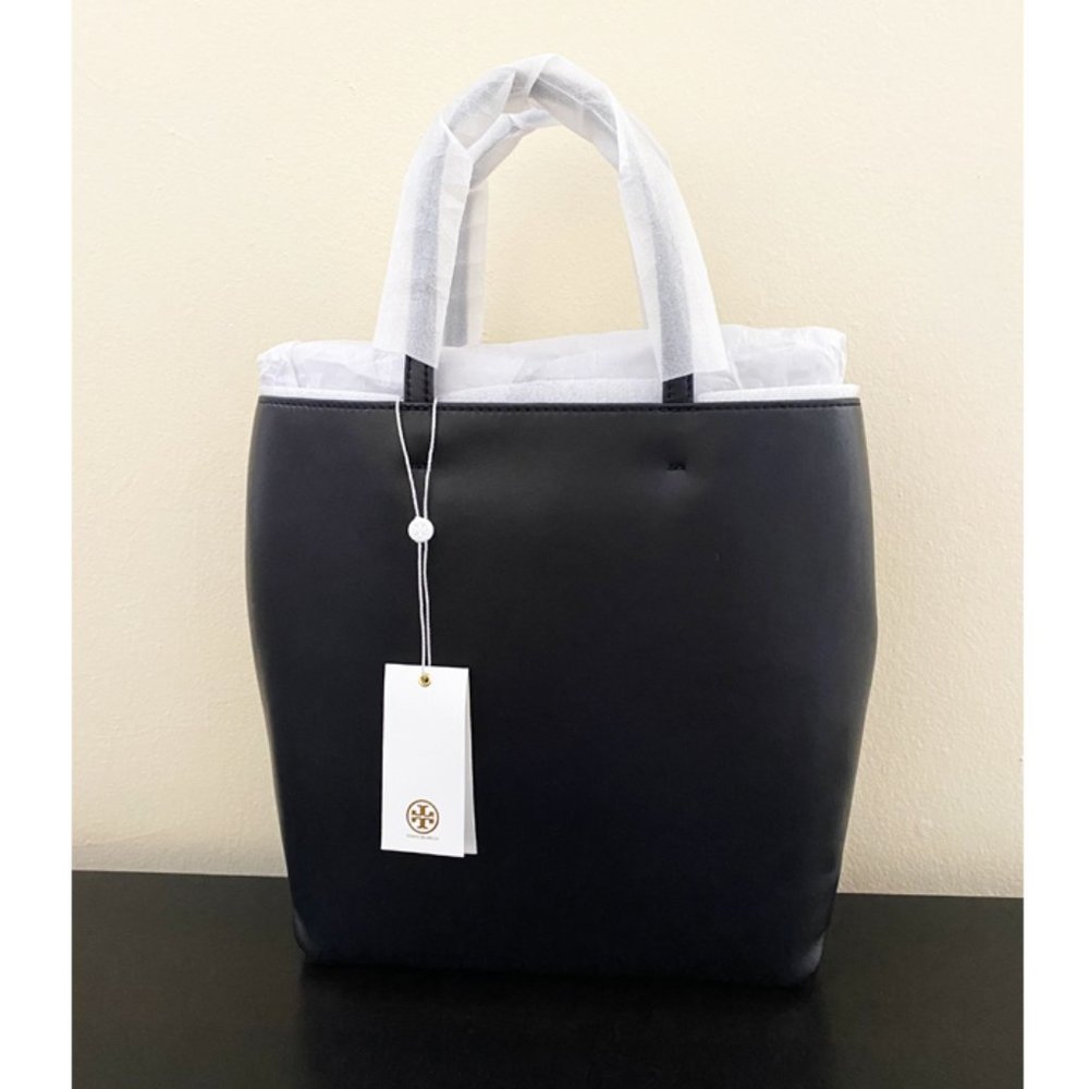 NWT TORY BURCH Women Black, Gold Star Studs, Small Leather Tote Bag - Picture 6 of 7